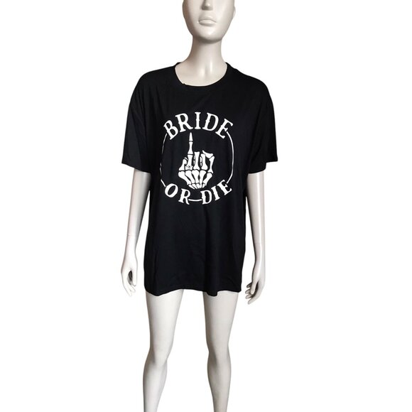 Bride or Die Black and White Skeleton Hand Top - Picture 2 of 5